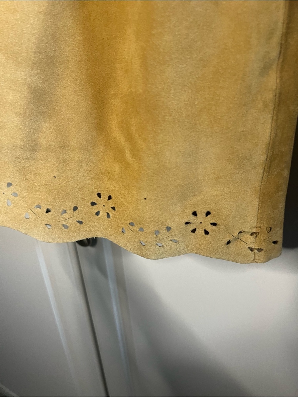 Vintage Ann Taylor Italian Suede Leather A-Line Skirt - Picture 6 of 13